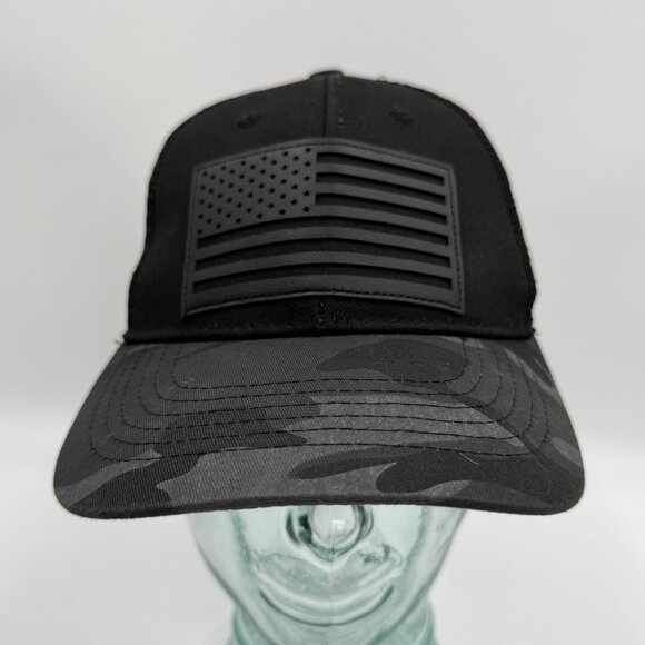 American Flag Mesh Snapback Hat Trucker Caps Camo Black Gray One Size Adjustable - Picture 1 of 9